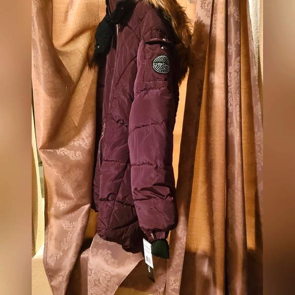 Bebe Women's Puffer Jacket, Large, Cranberry Red - Picture 4 of 5